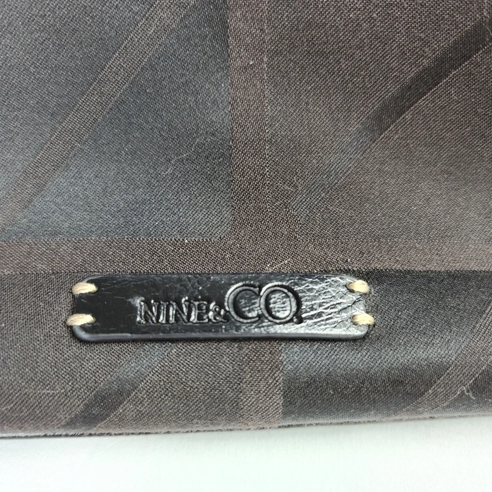 NINE & CO Black & Dark Brown Shoulderbag Print Cotton Faux Leather‎ tote buckle